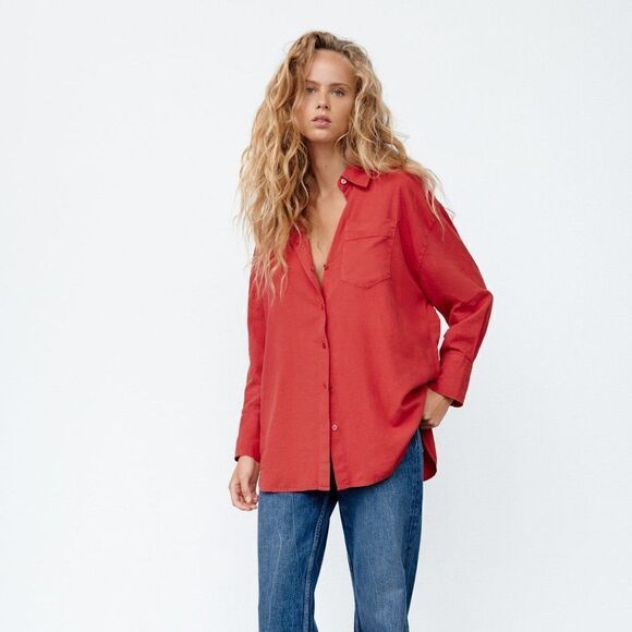 ZARA Linen Blend Shirt Medium - Picture 1 of 8